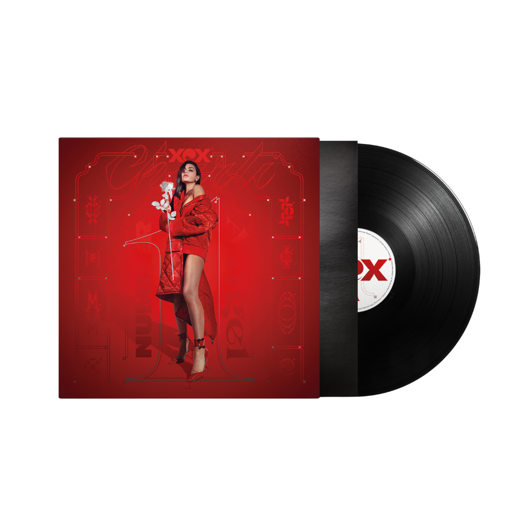Charli XCX - Number 1 Angel — front sleeve with black vinyl record on white