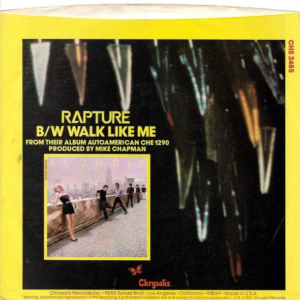 Blondie - Rapture 7" Vinyl