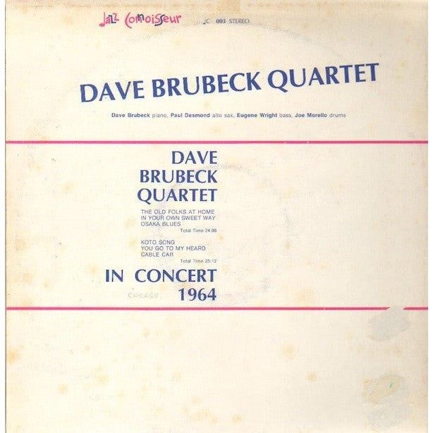 Dave Brubeck Quartet* - In Concert 1964 Vinyl