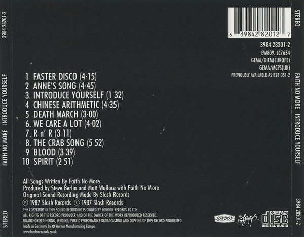 Faith No More - Introduce Yourself CD Vinyl