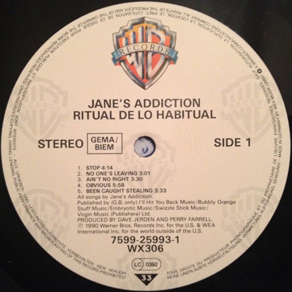 Jane's Addiction - Ritual De Lo Habitual Vinyl Vinyl