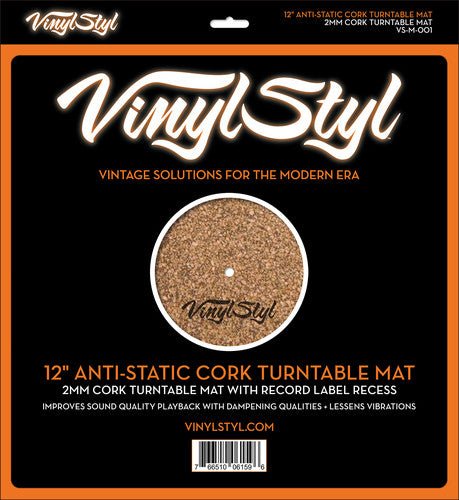 Vinyl Styl® 12 Inch Anti Static Cork Turntable Mat - Less Vibration - No Slip Vinyl