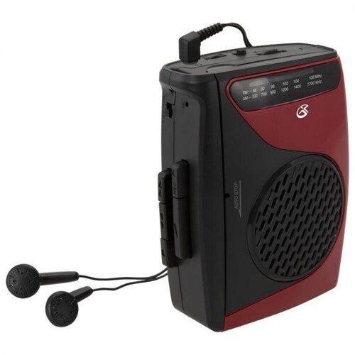 GPX CAS337 Portable Cassette Player with AM/FM Radio/Voice Record (Red/Black) Cassette Player Vinyl