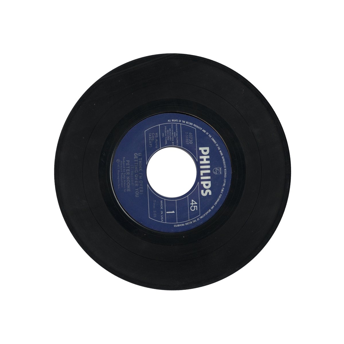 Peter Noone - (I Think I'm Over) Getting Over You 7" Vinyl