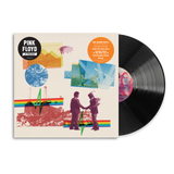 Vinyl record with a colorful cover featuring two figures shaking hands and a rainbow, with 'Pink Floyd' branding.