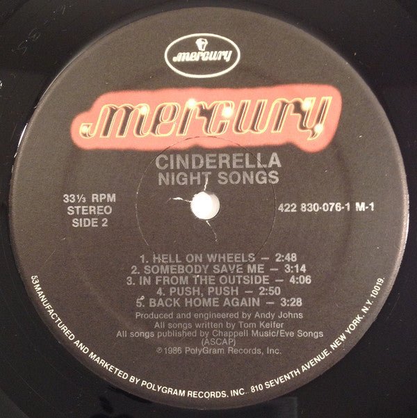 Cinderella - Night Songs Vinyl Vinyl