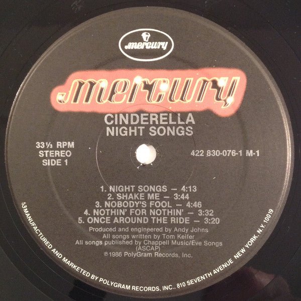 Cinderella - Night Songs Vinyl Vinyl