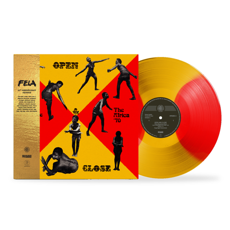 Fela Kuti — Open & Close, sleeve and red and yellow butterfly vinyl on white