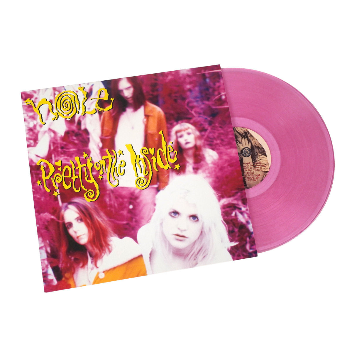 Hole — Pretty On The Inside, sleeve and pink cloud vinyl on white
