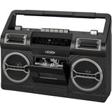 Jensen MCR-500 Portable Boombox Cassette Player/Recorder AM/FM Radio (Black) Vinyl