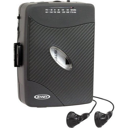 Jensen SCR - 75 Personal Stereo Cassette Player - AM/FM - Stereo Earbuds (Black) Cassette Player Vinyl