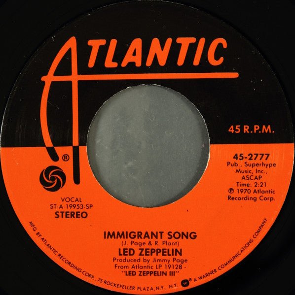 Led Zeppelin - Immigrant Song / Hey, Hey, What Can I Do Vinyl Vinyl