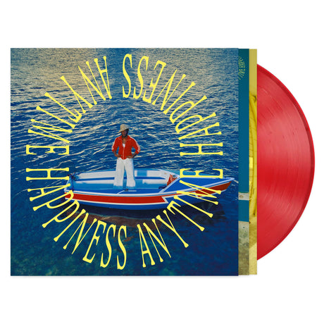 Leon Bridges – Happiness Anytime sleeve with Campari Red indie exclusive record on white