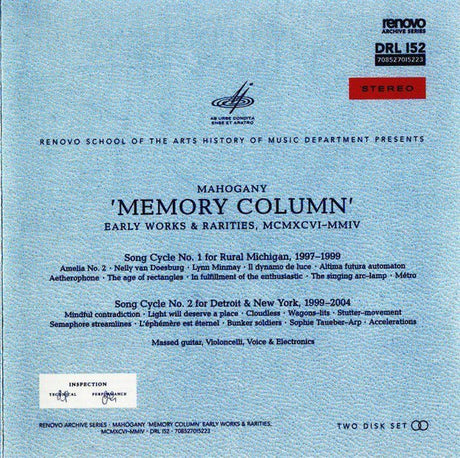 Mahogany - Memory Column: Early Works & Rarities MCMXCVI - MMIV Music CDs Vinyl