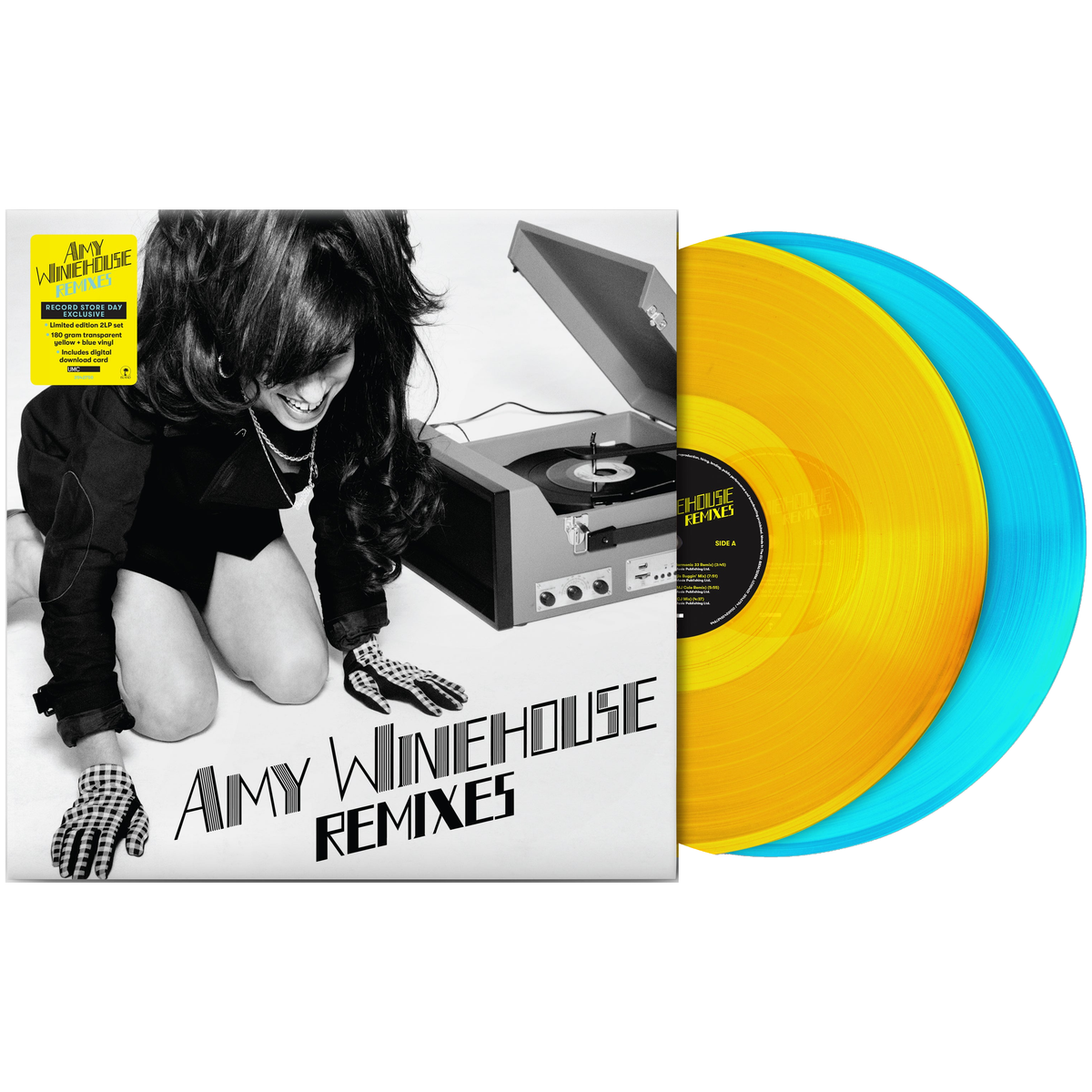Amy Winehouse - Remixes — sleeve and matching vinyl on white