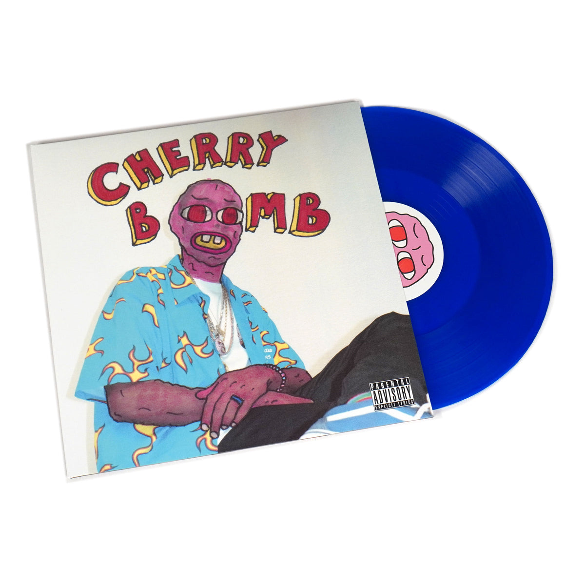tyler cherry bomb blue mask — 2025 mask cover, translucent blue 2LP, sleeve and record on white