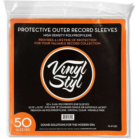 Vinyl Styl® 12 Inch Outer Record Sleeves - Easy Open - 50 Count (Crystal Clear) Outer Record Sleeves Vinyl