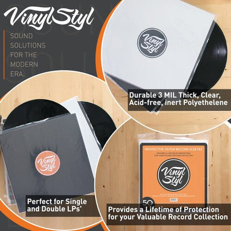 Vinyl Styl® 12 Inch Outer Record Sleeves - Open Top - 50 Count Vinyl Vinyl