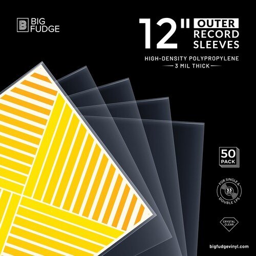 Big Fudge 12-inch Vinyl LP Record Outer Sleeves - Polypropylene 50 Pack Outer Record Sleeves Vinyl