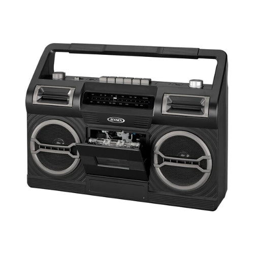 Jensen MCR-500 Portable Boombox Cassette Player/Recorder AM/FM Radio (Black) Vinyl