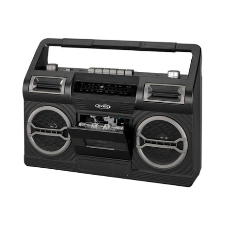 Jensen MCR-500 Portable Boombox Cassette Player/Recorder AM/FM Radio (Black) Vinyl